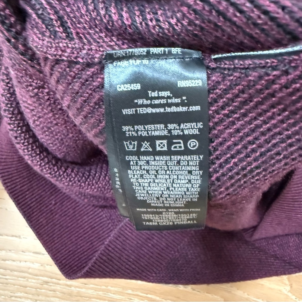 Ted Baker Men's Maroon Zip-Up Sweater - Picture 5 of 5